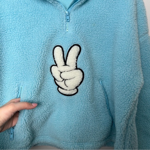 Disney Mickey Mouse Peace Sign Fleece Pullover - Picture 3 of 8
